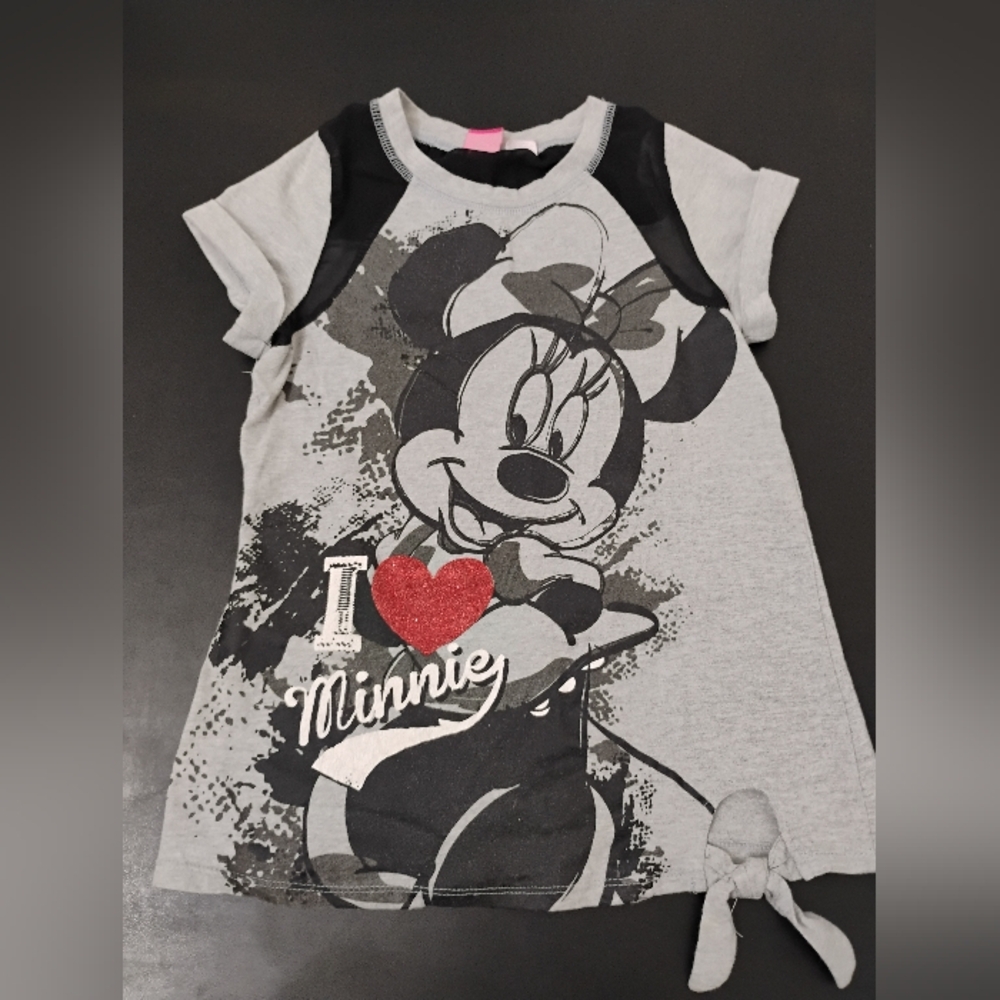 Disney Minnie Mouse Gray and Red Kids Tee